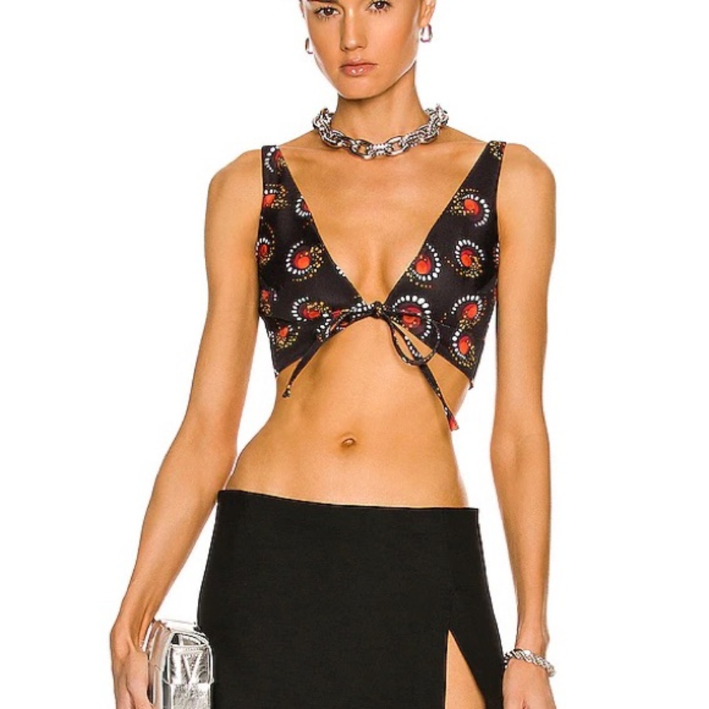 Paco Rabanne Firework Crop Tie Front Top Size 36 NWT